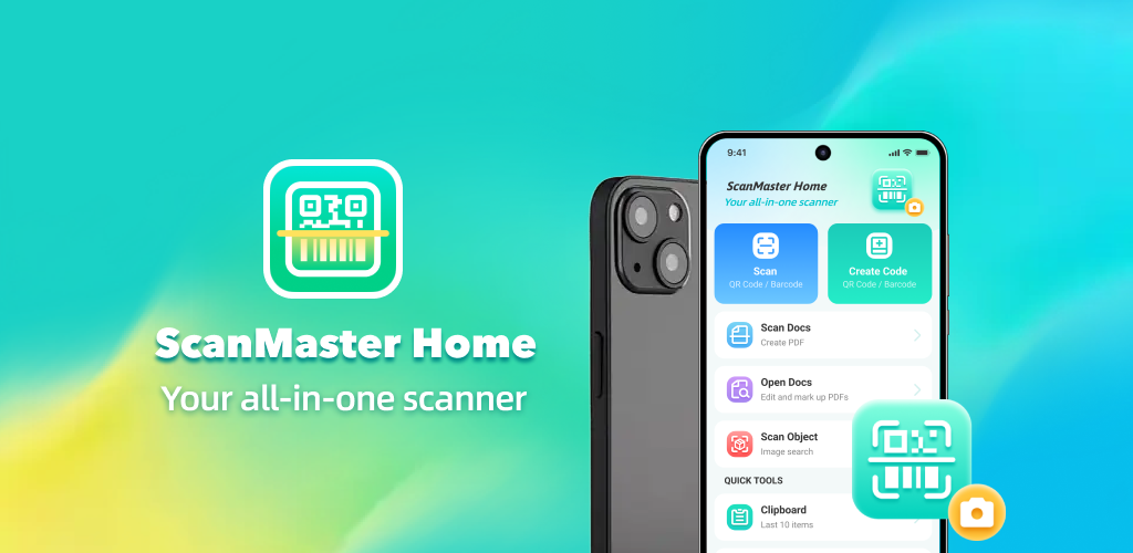 ScanMaster Home app interface shown on a smartphone